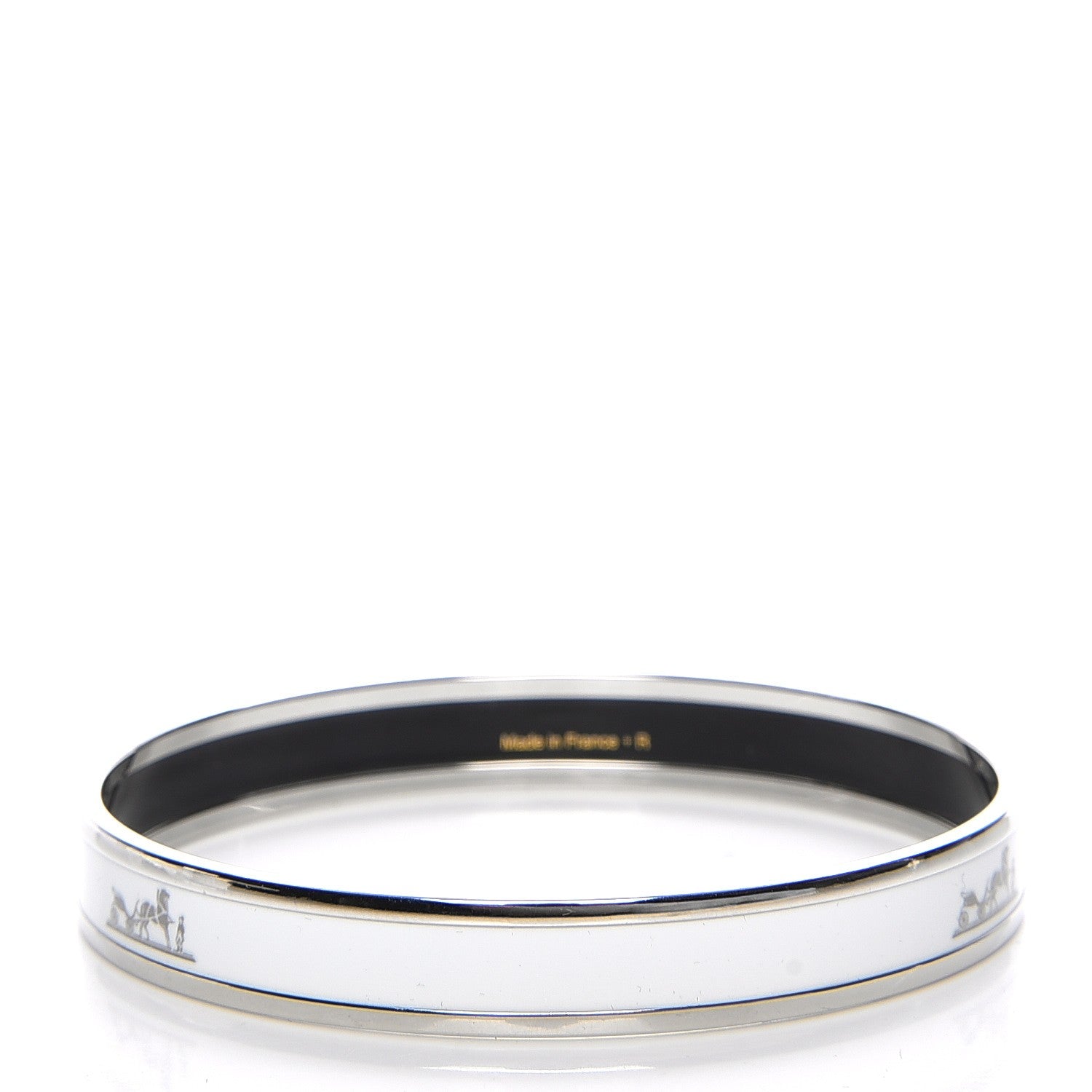 Hermes Enamel Printed Narrow Caleche Bracelet 65 White 3 of 5