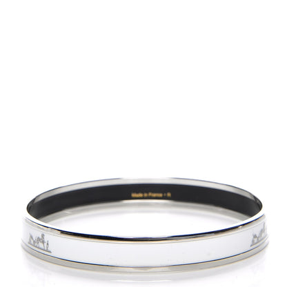 Hermes Enamel Printed Narrow Caleche Bracelet 65 White 3 of 5