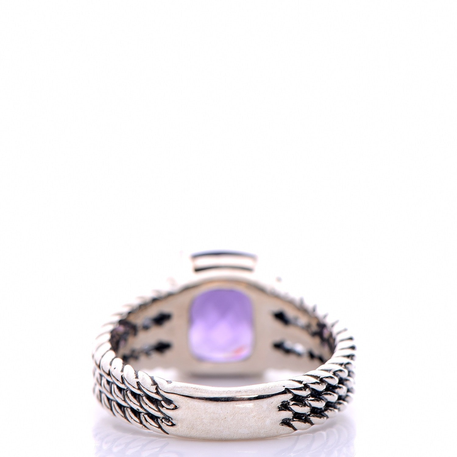 David Yurman Sterling Silver Diamond Amethyst 10mm Petite Wheaton Ring 55 7.25 3 of 5