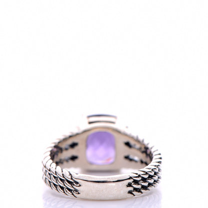 David Yurman Sterling Silver Diamond Amethyst 10mm Petite Wheaton Ring 55 7.25 3 of 5