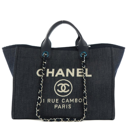 Chanel Canvas Large Deauville Tote Dark Blue 2 of 14
