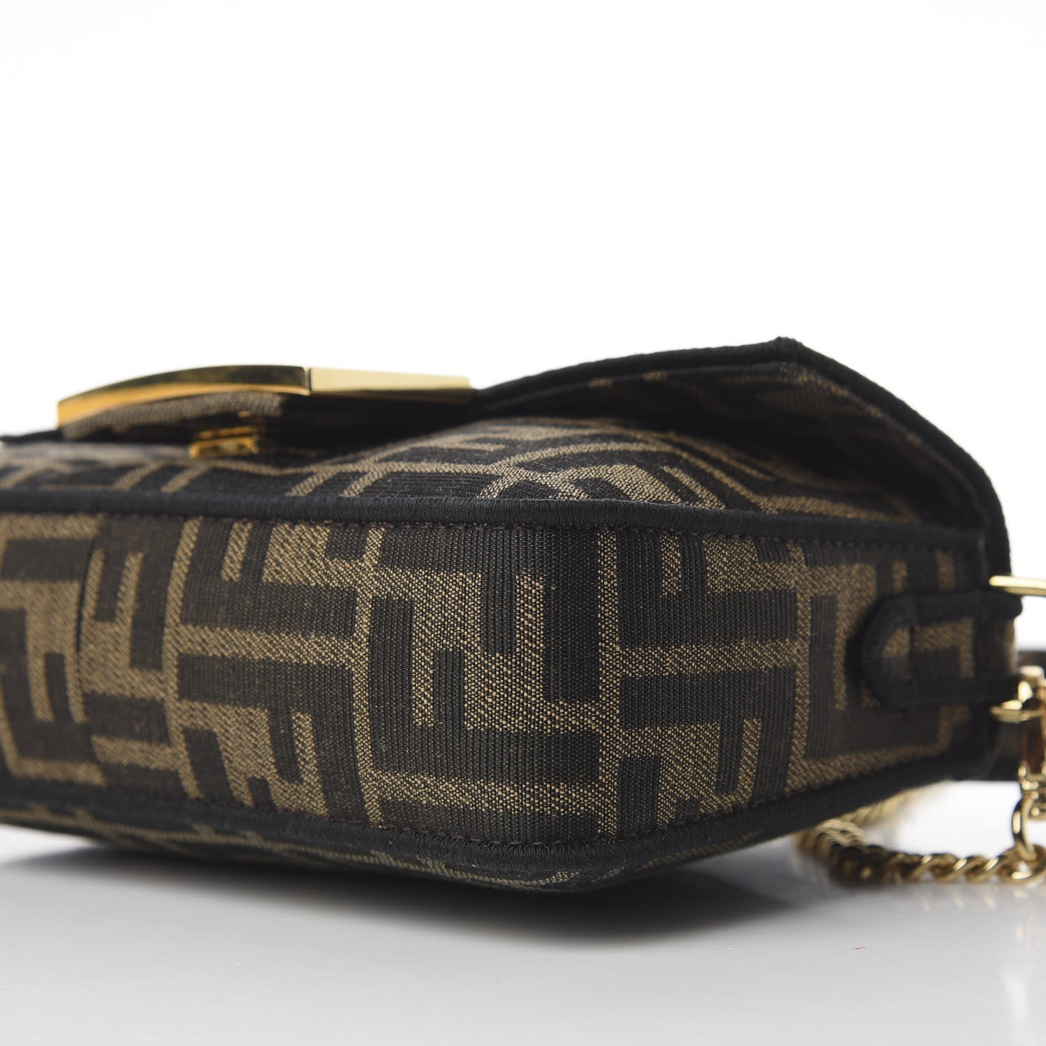 Fendi Fabric Jacquard FF 1974 Mini Baguette Tobacco Moro Black 10 of 12