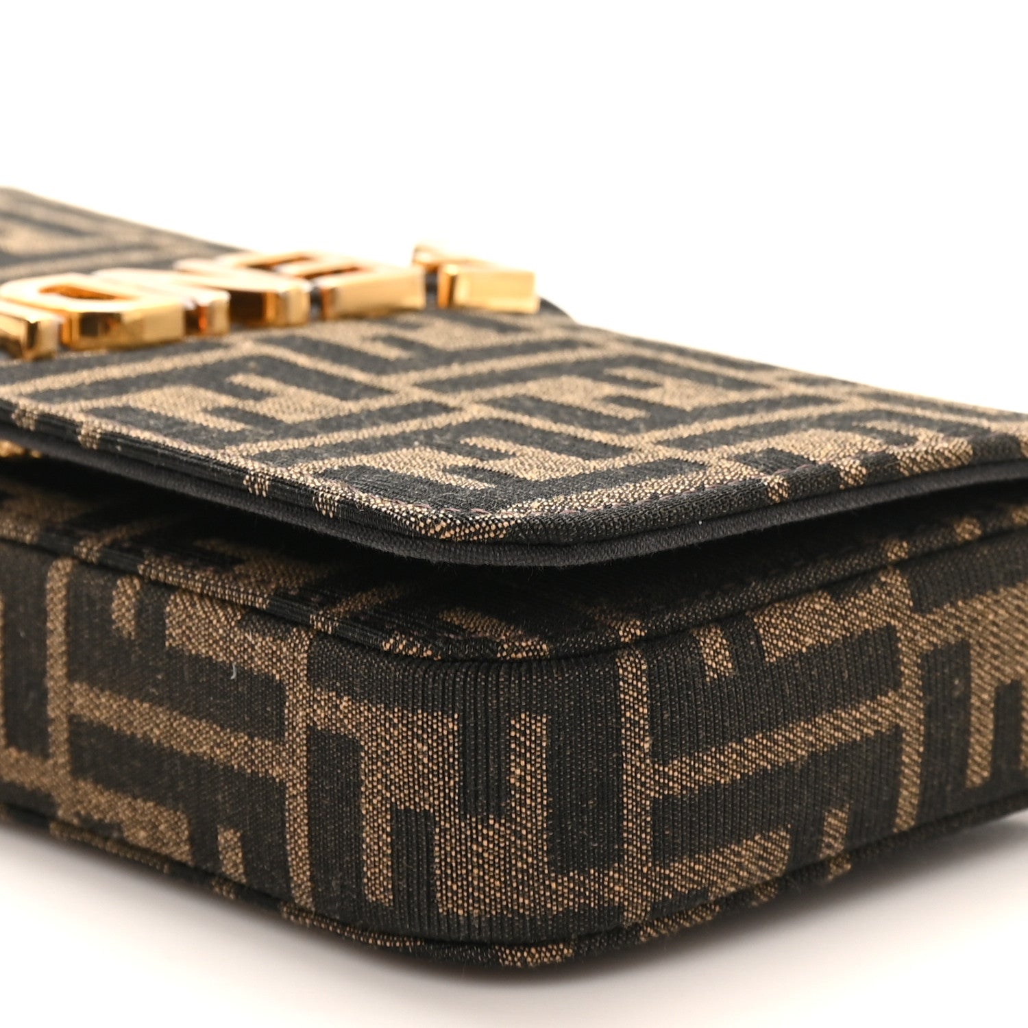 Fendi Fabric Jacquard Vitello Grace FF 1974 Fendigraphy Wallet On Chain Tobacco Moro Ebano 9 of 10