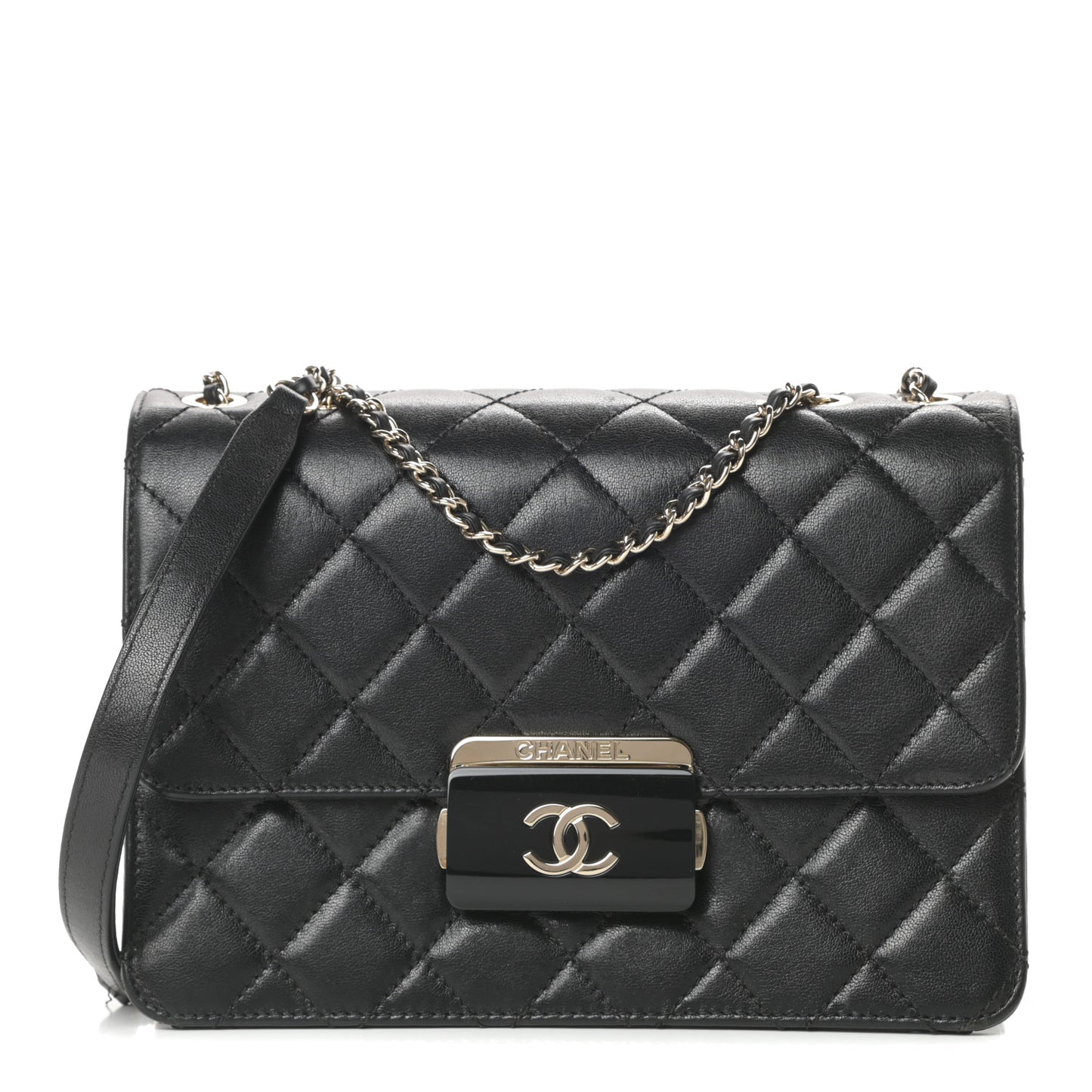 Sheepskin Quilted Beauty Lock Flap Black
