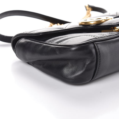 Gucci Calfskin Matelasse Mini GG Marmont Shoulder Bag Black 7 of 8