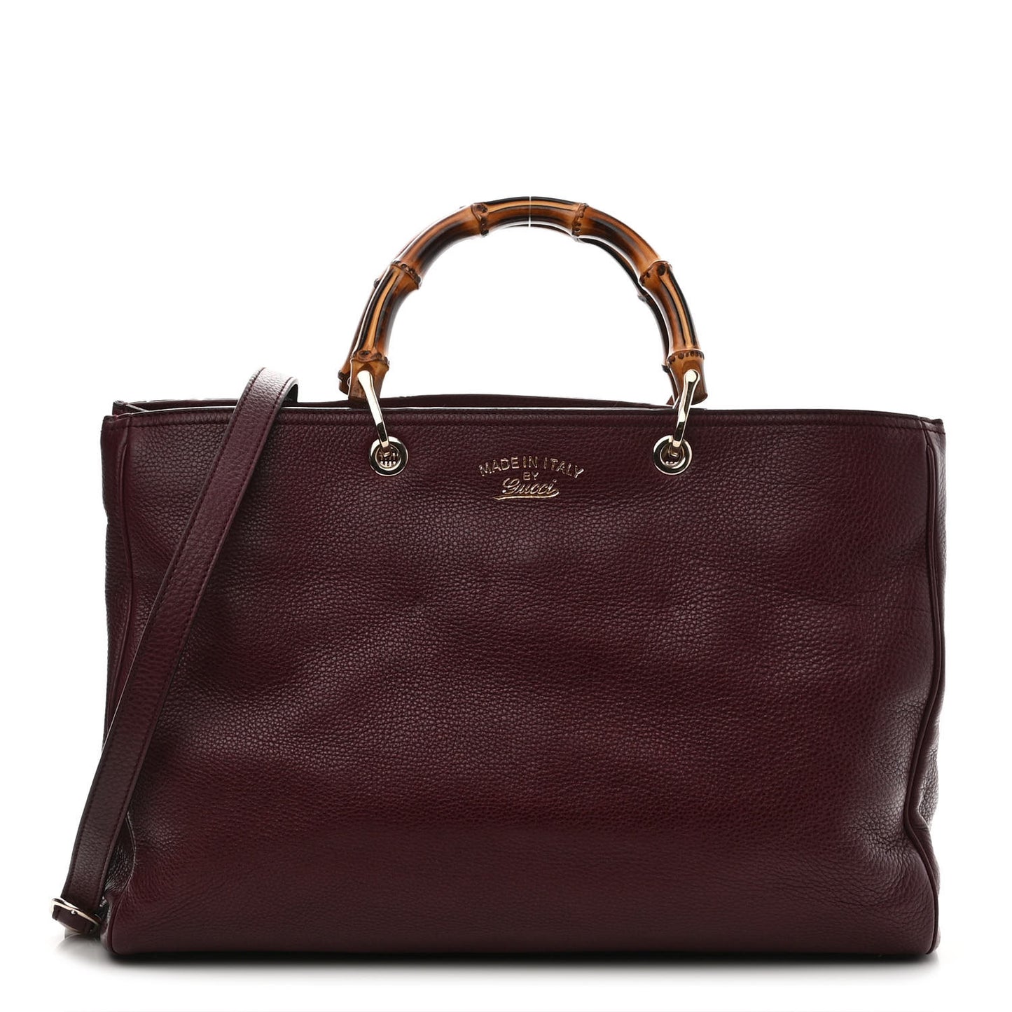 Calfskin Large Bamboo Shopper Tote Burgundy