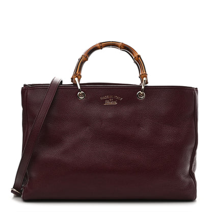 Gucci Calfskin Large Bamboo Shopper Tote Burgundy 1 of 9