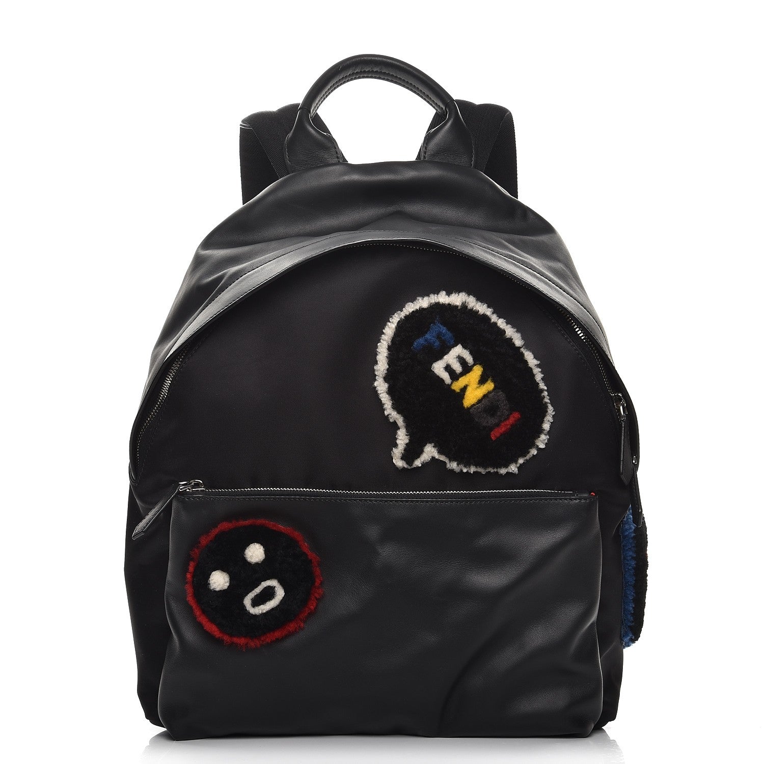 Fendi Nylon Calfskin Shearling Emoticon Backpack Black 1 of 8