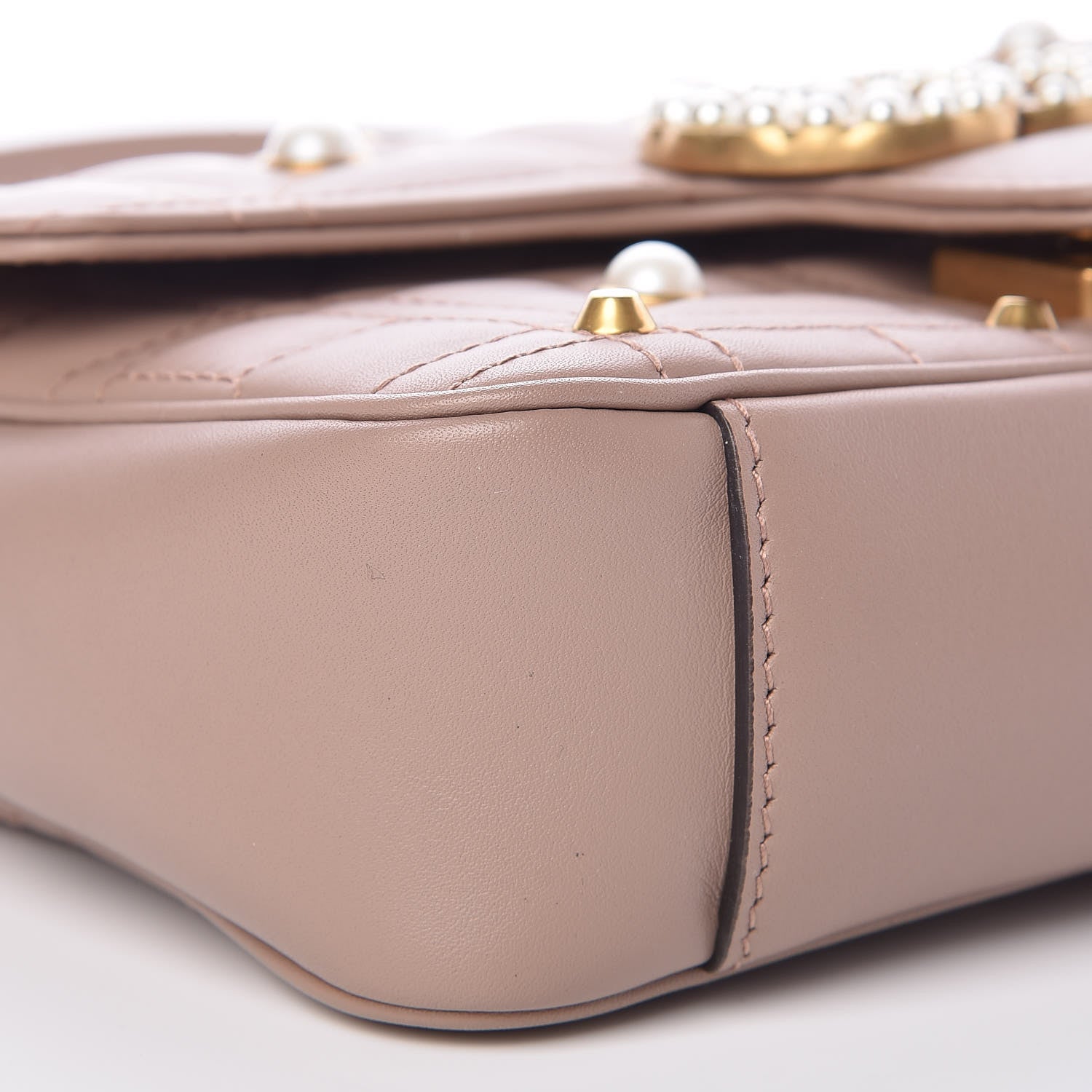 Gucci Calfskin Matelasse Studded Mini Pearly GG Marmont Shoulder Bag Porcelain Rose 5 of 9