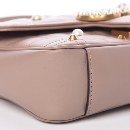 Gucci Calfskin Matelasse Studded Mini Pearly GG Marmont Shoulder Bag Porcelain Rose 5 of 9