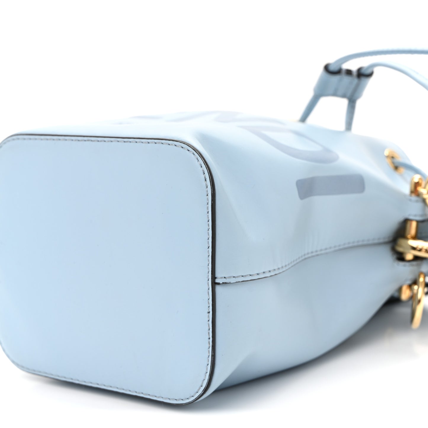 Vitello King F is Fendi Logo Embossed Mini Mon Tresor Bucket Bag Azzurro Baby Azzurro Baby