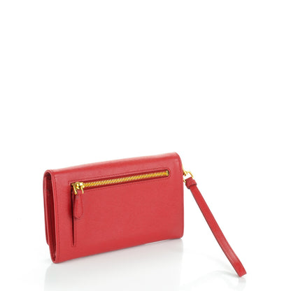 Prada Saffiano Metal Wristlet Wallet Fuoco 3 of 8