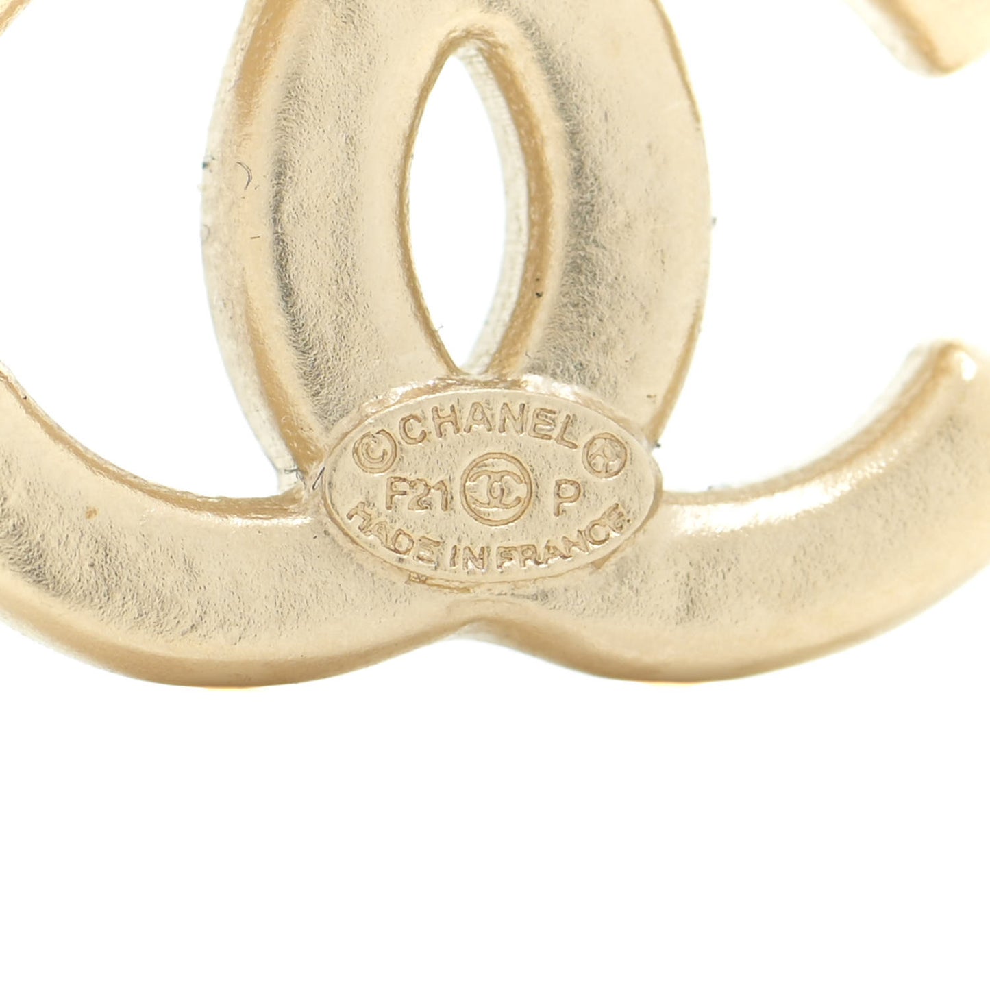 Pearl CC Hoop Drop Earring Gold