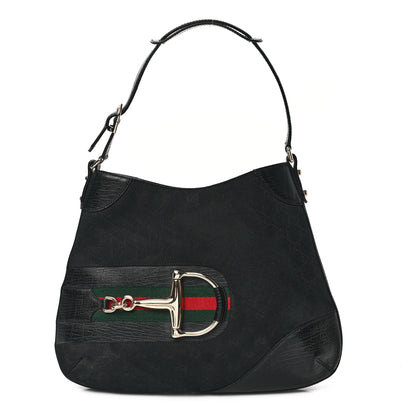 Gucci Monogram Web Hasler Hobo Black 1 of 10