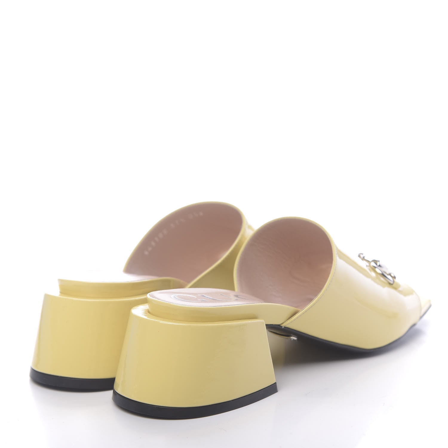 Gucci Patent Lexi Horsebit Mid-Heel Slide Sandals 37.5 Burro 4 of 9