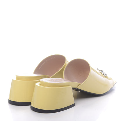 Gucci Patent Lexi Horsebit Mid-Heel Slide Sandals 37.5 Burro 4 of 9