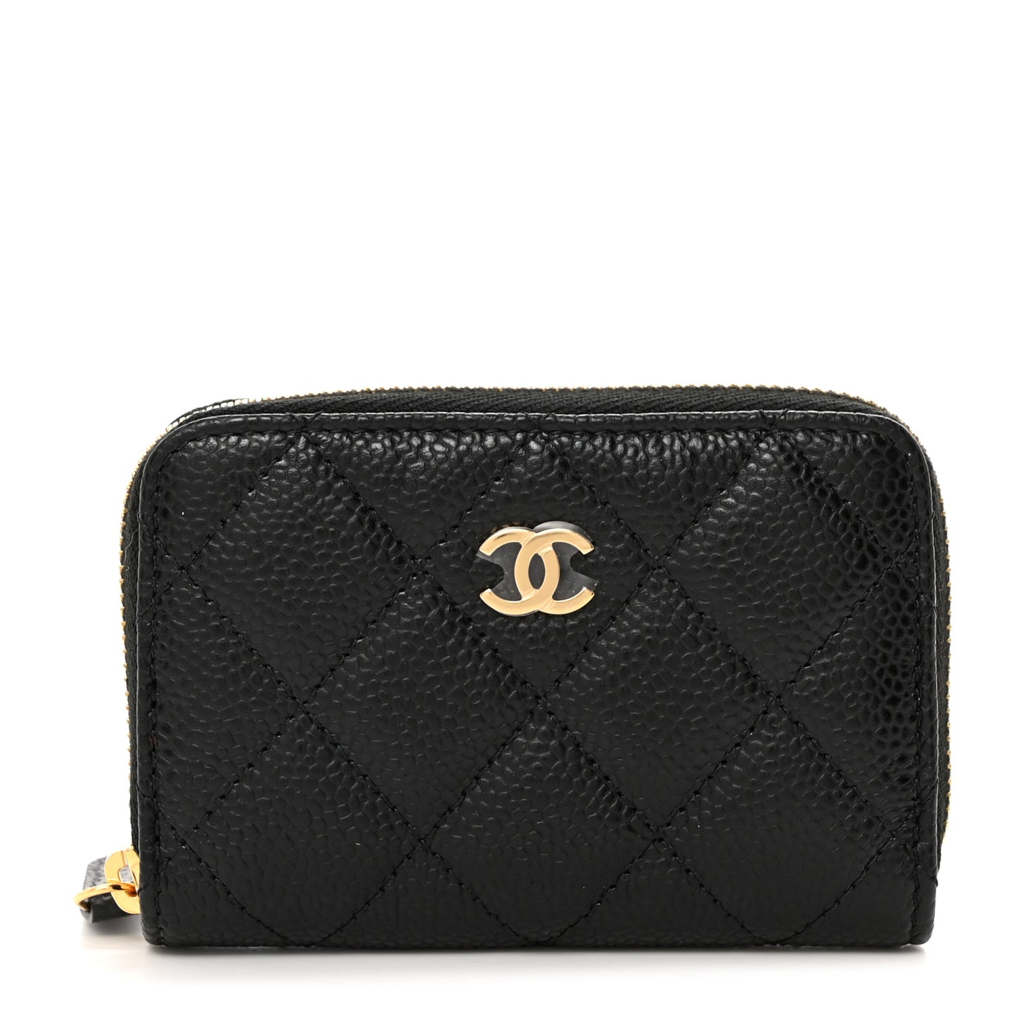 Caviar Quilted Zip Coin Purse Black