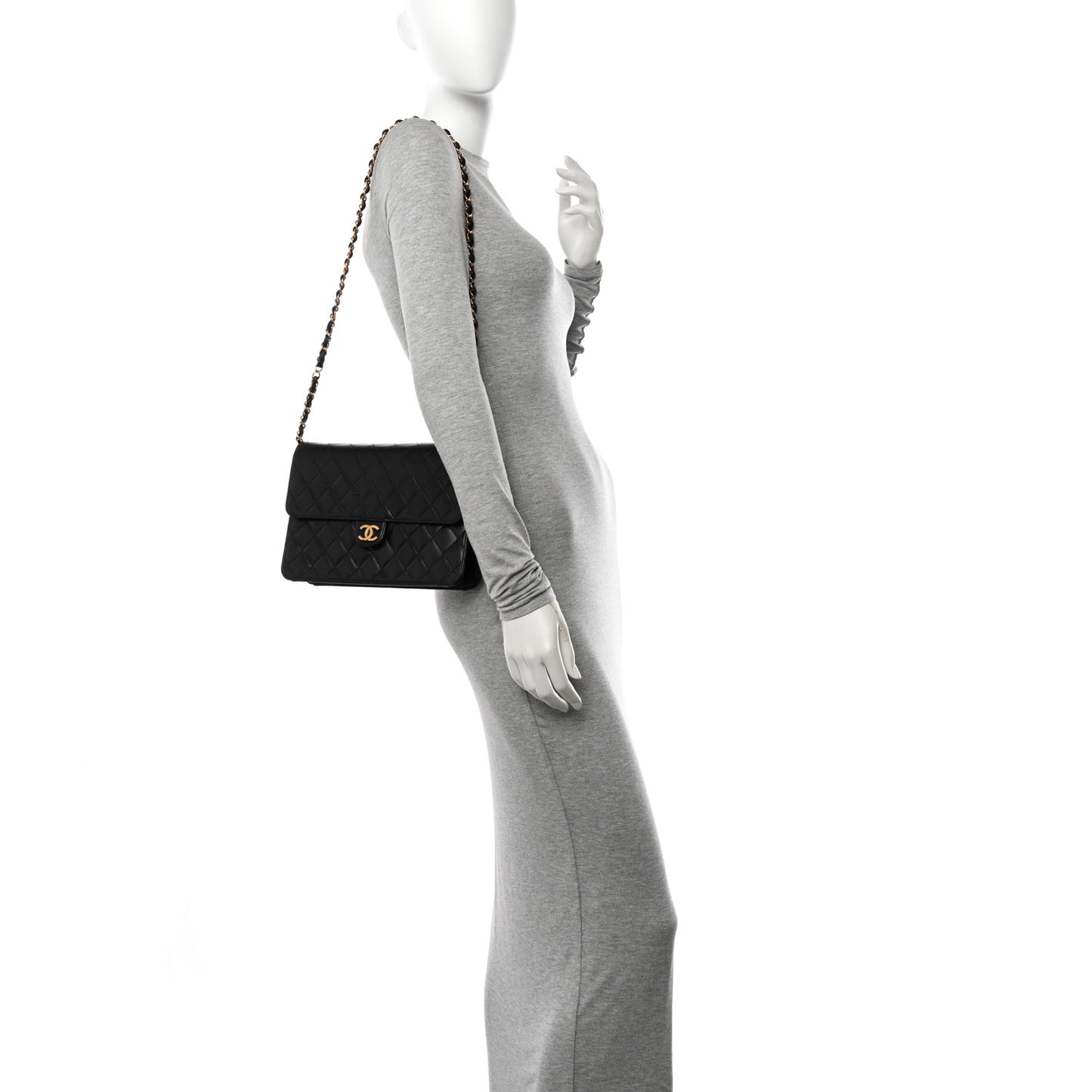 Lambskin Quilted Medium Single Flap Black