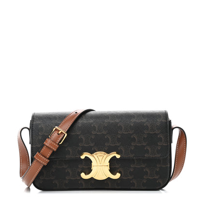 Celine Canvas Calfskin Triomphe Shoulder Bag Tan 1 of 9
