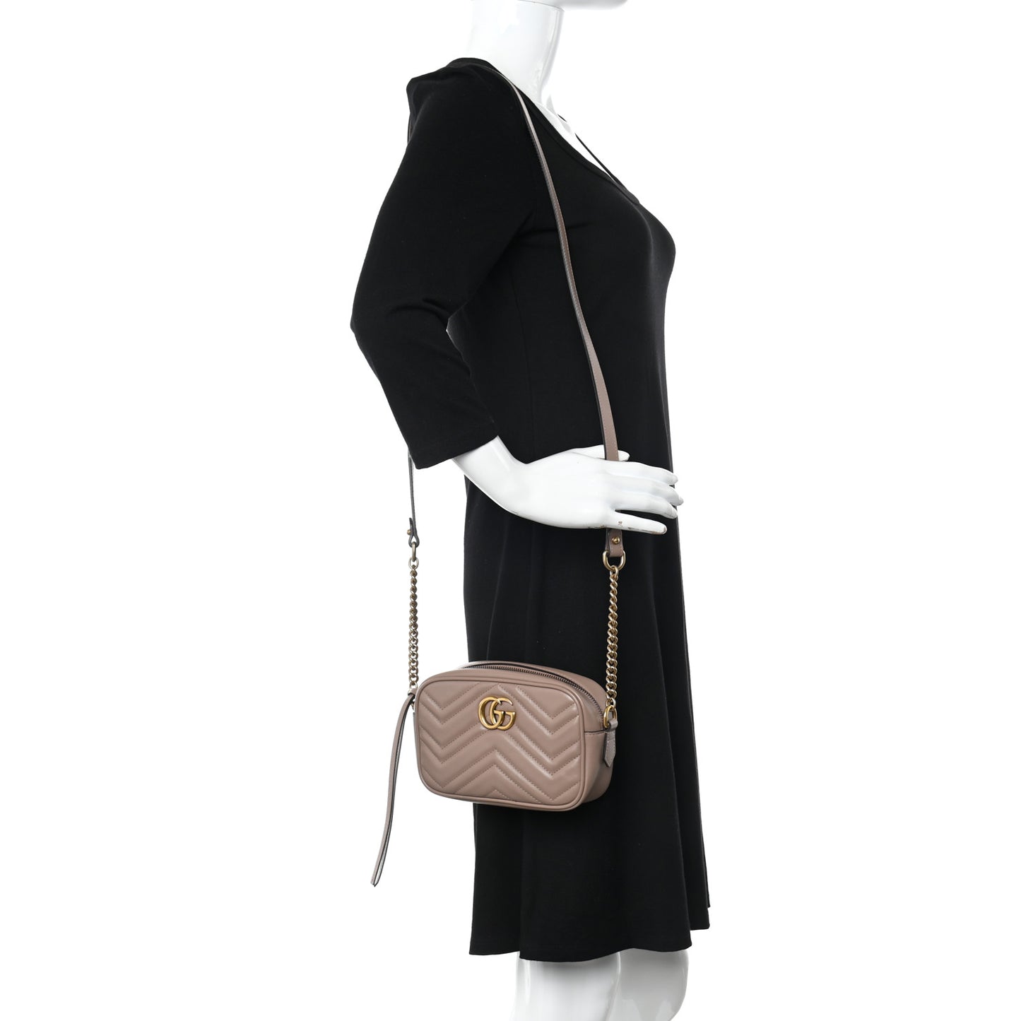 Calfskin Matelasse Mini GG Marmont Chain Shoulder Bag Porcelain Rose