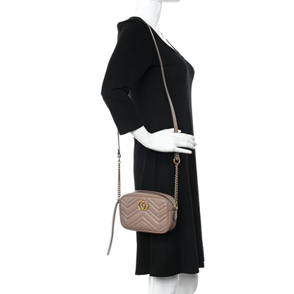 Gucci Calfskin Matelasse Mini GG Marmont Chain Shoulder Bag Porcelain Rose 2 of 11