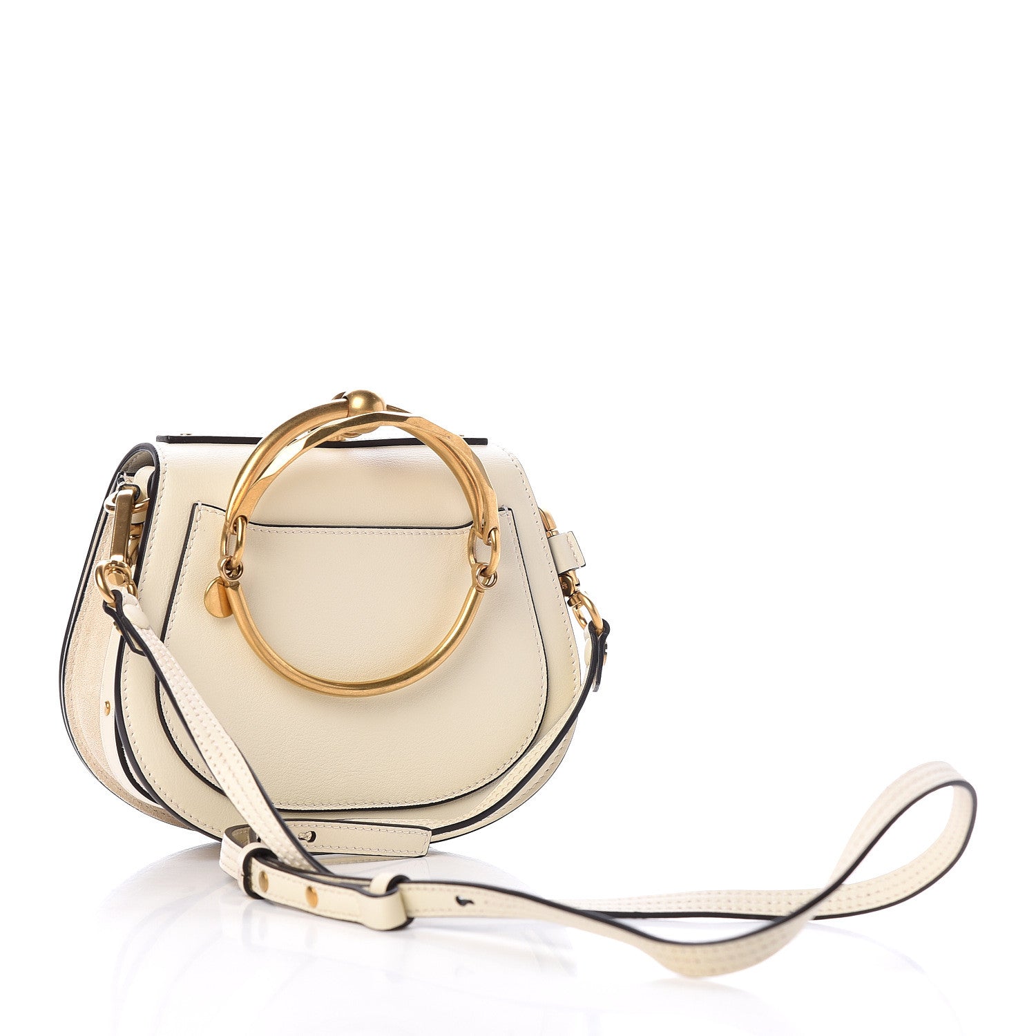 Chloe Calfskin Suede Small Nile Bracelet Bag Off White 3 of 10