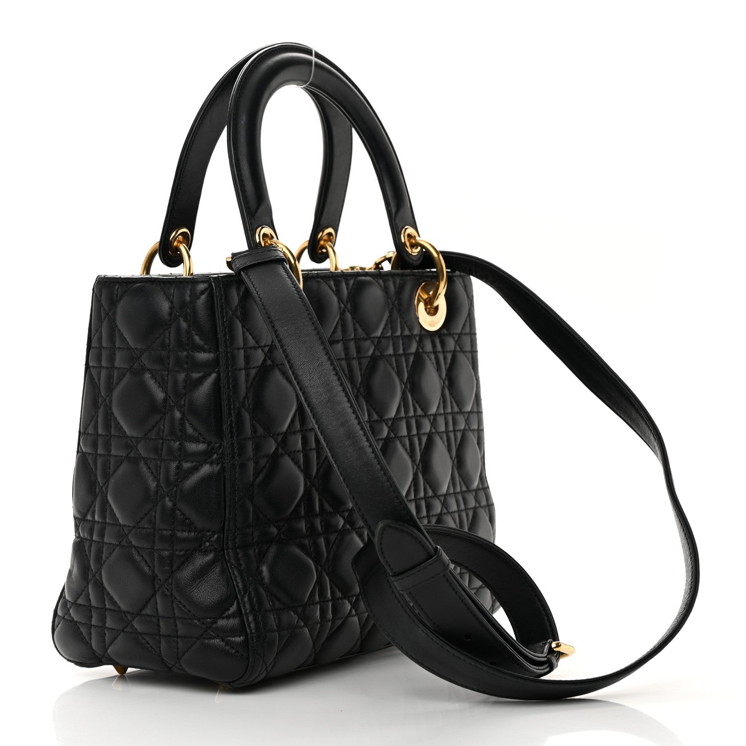 Christian Dior Lambskin Cannage Medium Lady Dior Black 3 of 15