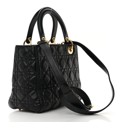 Christian Dior Lambskin Cannage Medium Lady Dior Black 3 of 15