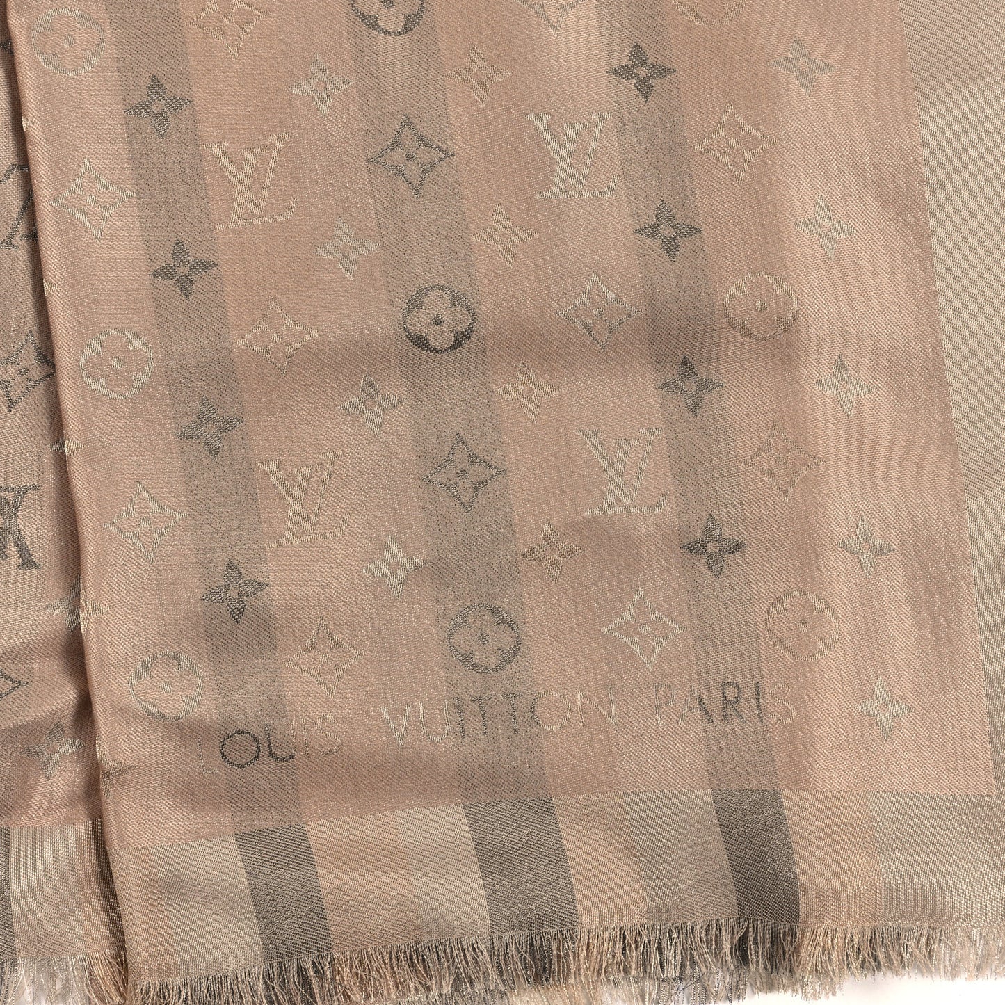 Silk Lurex Wool So Shine Monogram Shawl Beige