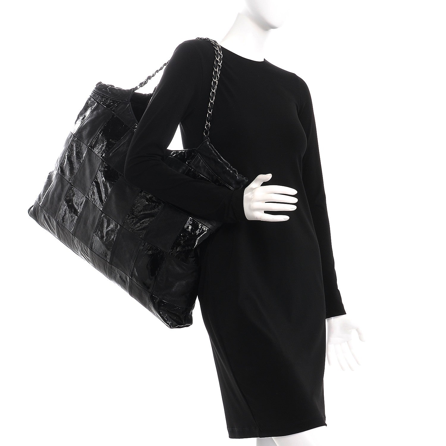 Chanel Patent Patchwork Large Brooklyn Tote Black 2 of 18