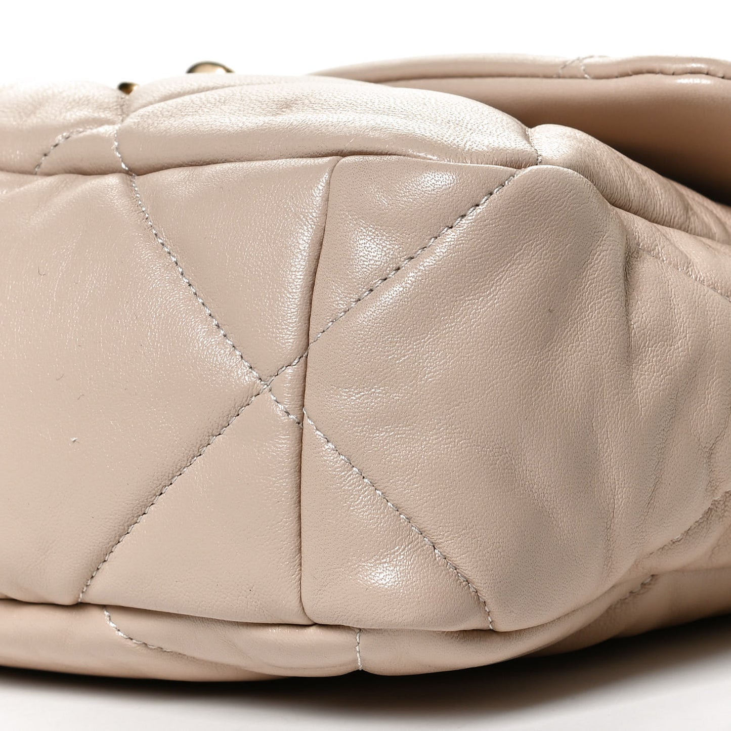 Lambskin Quilted Large Chanel 19 Flap Beige