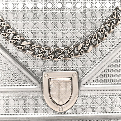 Christian Dior Metallic Patent Micro-Cannage Baby Diorama Flap Bag Silver 9 of 9