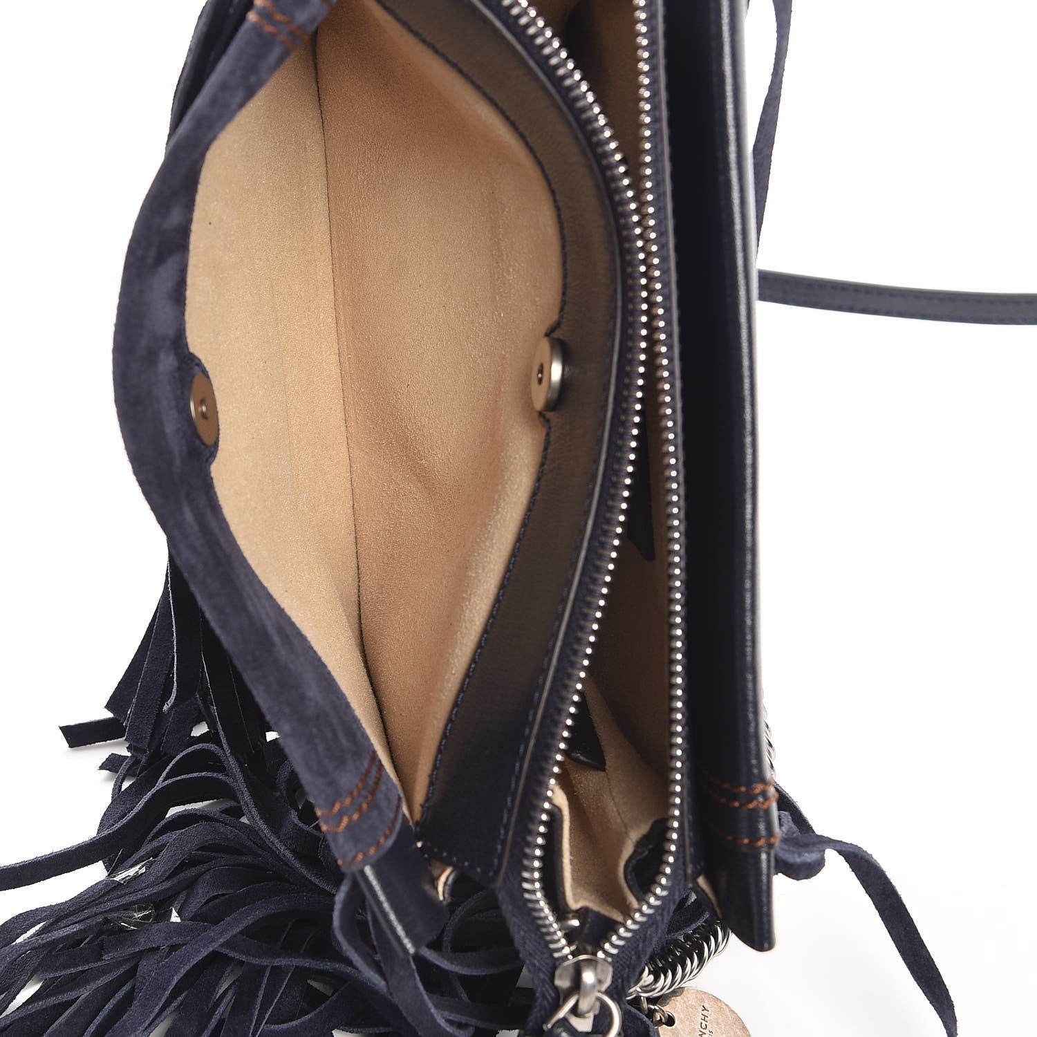 Givenchy Calfskin Suede Fringe Cross 3 Crossbody Bag Dark Blue 12 of 15