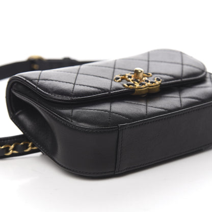 Chanel Lambskin Quilted Chain Infinity Waist Belt Bag Black 7 of 10