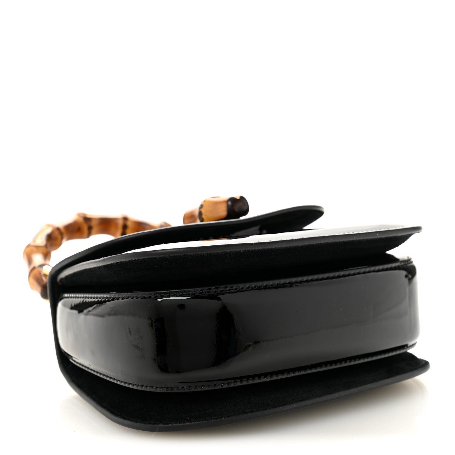 Gucci Patent Crystal Mini Bamboo 1947 Top Handle Chain Bag Black 4 of 11