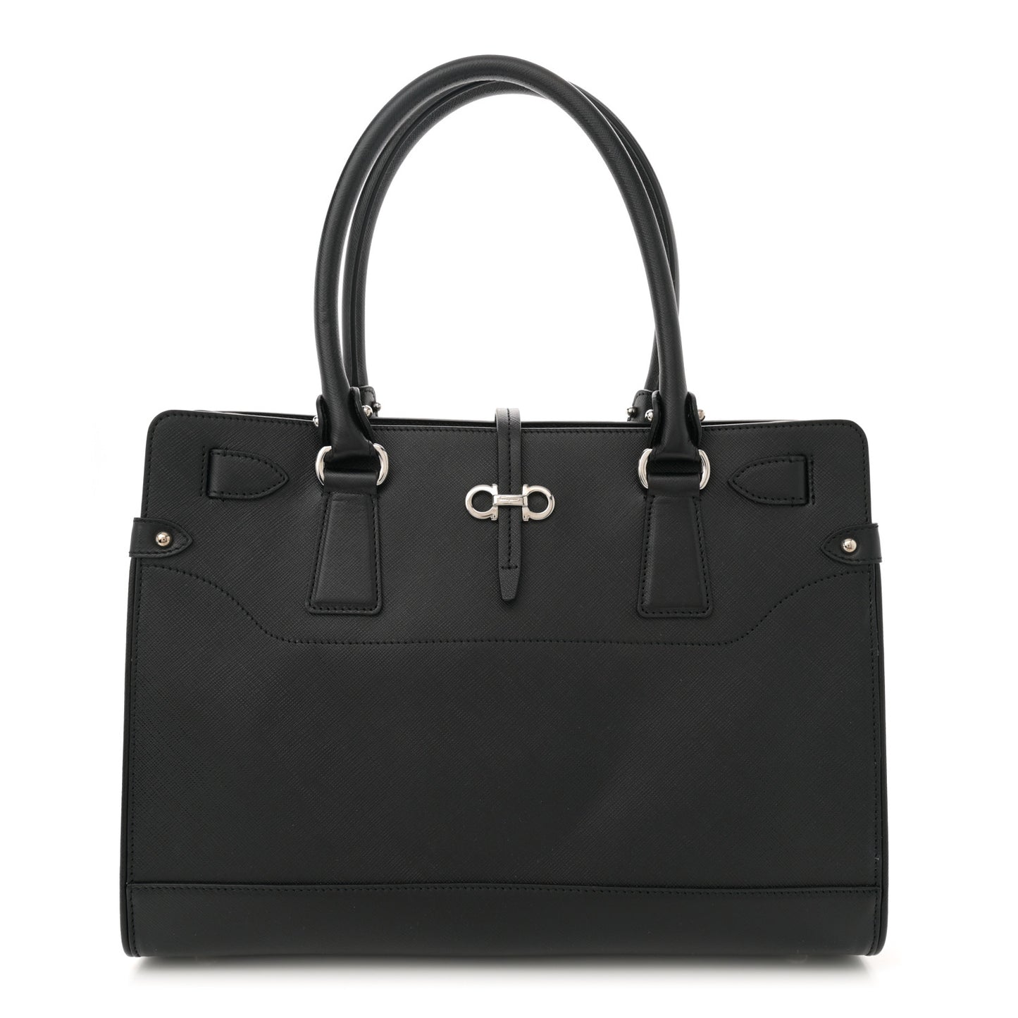 Printed Calfskin Briana Tote Black