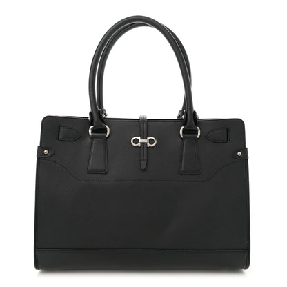 Salvatore Ferragamo Printed Calfskin Briana Tote Black 1 of 10