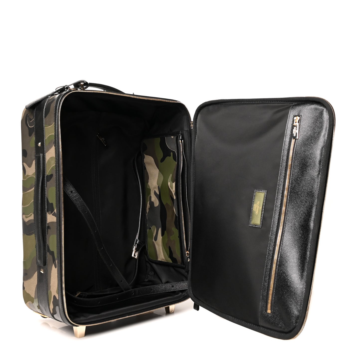 Nappa Canvas Camouflage Rolling Luggage Green