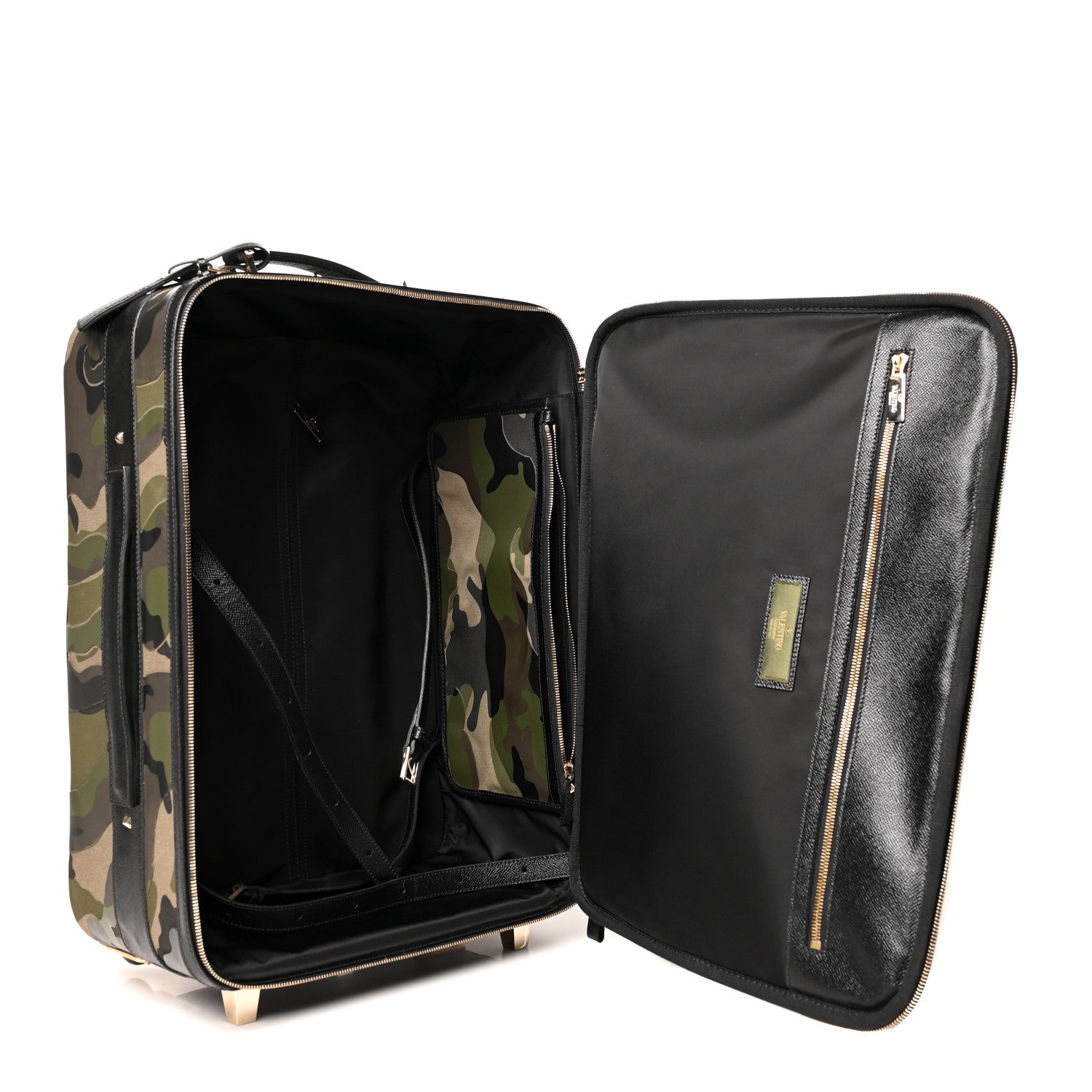 Valentino Garavani Nappa Canvas Camouflage Rolling Luggage Green 4 of 10