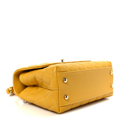 Chanel Caviar Quilted Mini Coco Handle Flap Yellow 4 of 12