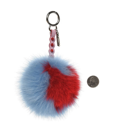 Fendi Fox Fur Vitello Dolce Heart Studded Pom Pom Bag Charm Nebula Rosso 3 of 4