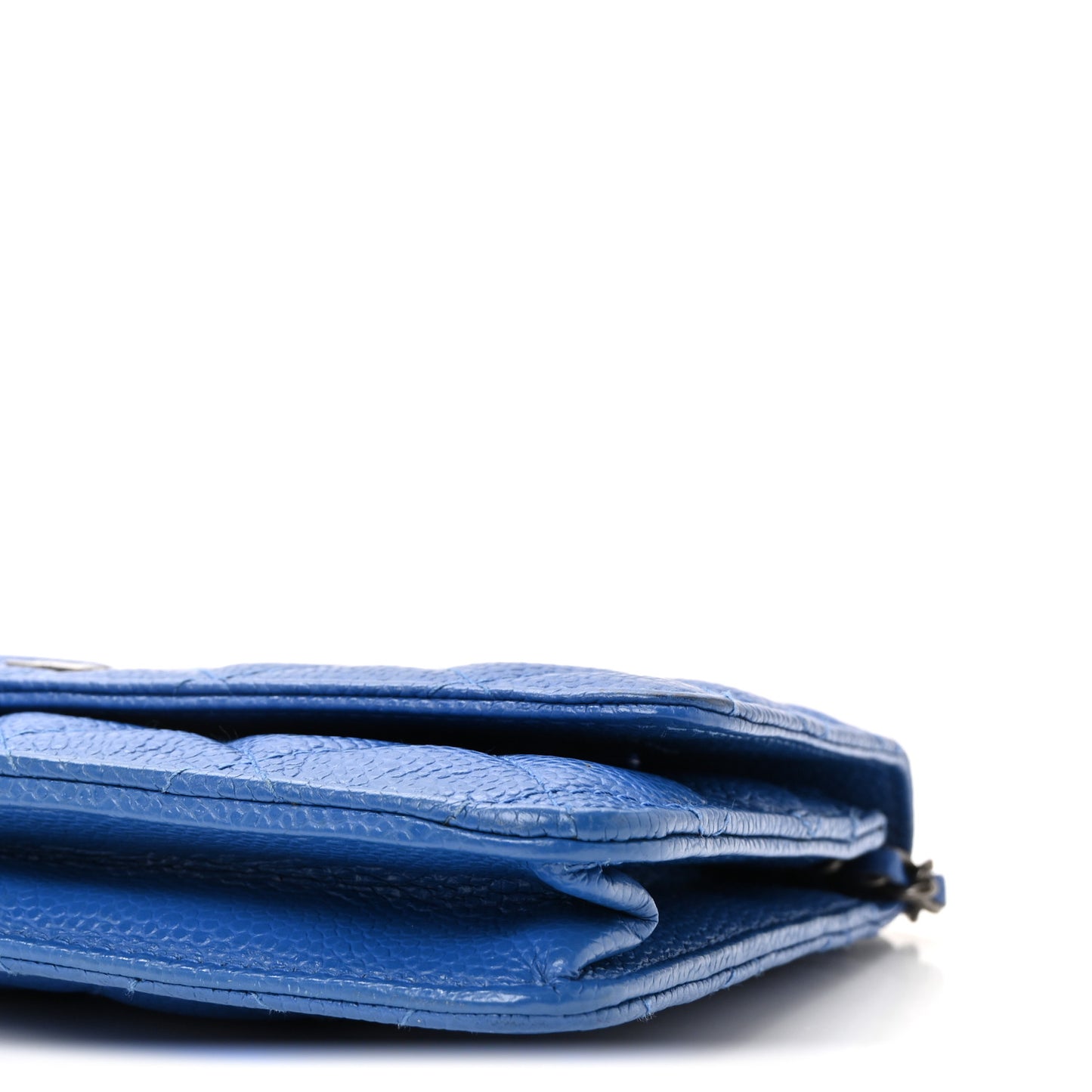 Caviar Quilted Wallet on Chain WOC Blue