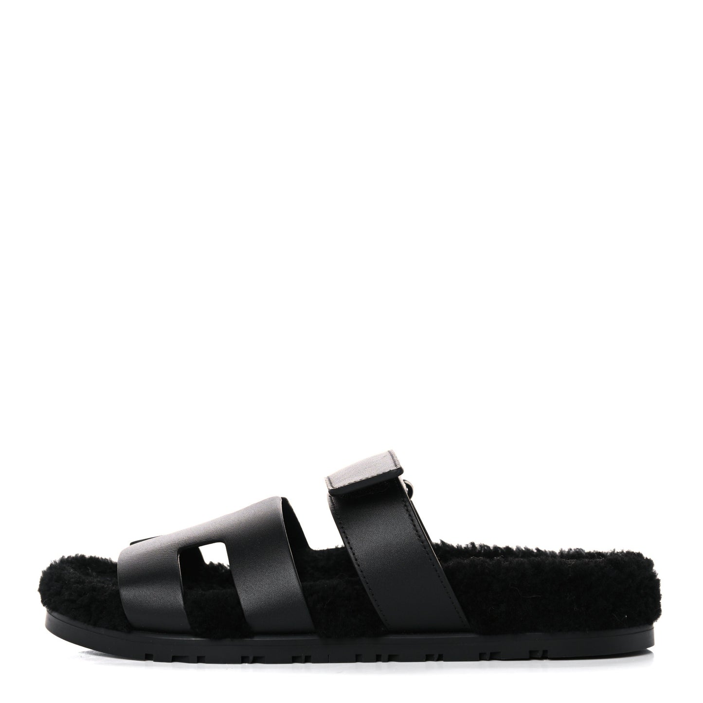 Calfskin Woolskin Womens Chypre Sandals 38.5 Black