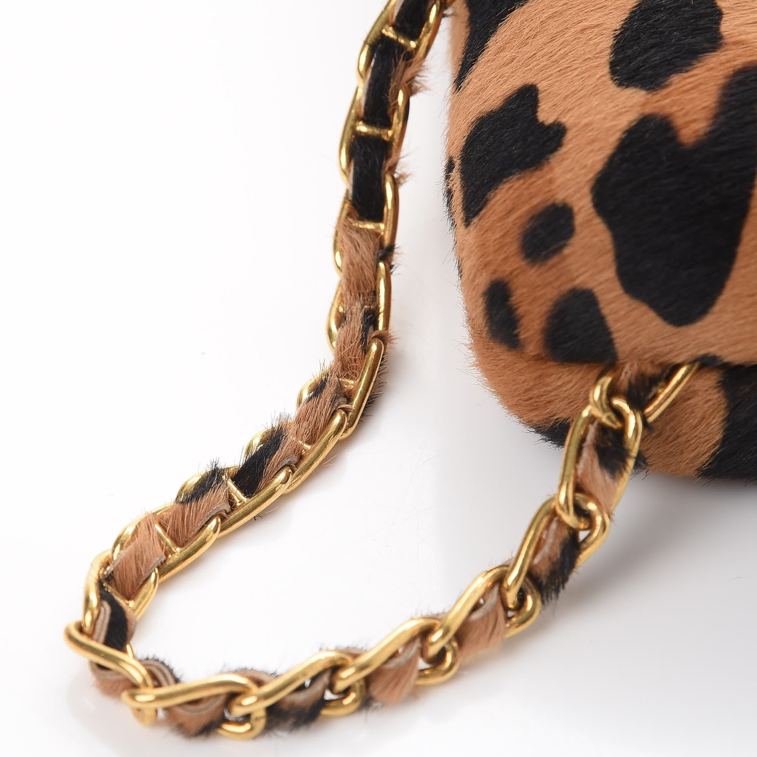 Prada Calf Hair Leopard Print Chain Clutch Miele 9 of 13