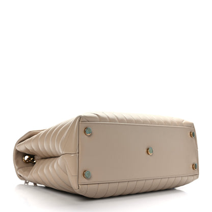 Saint Laurent Calfskin Matelasse Large Loulou Monogram Chain Satchel Dark Beige 4 of 9
