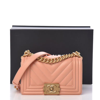 Chanel Calfskin Chevron Quilted Small Boy Flap Light Pink 13 of 13
