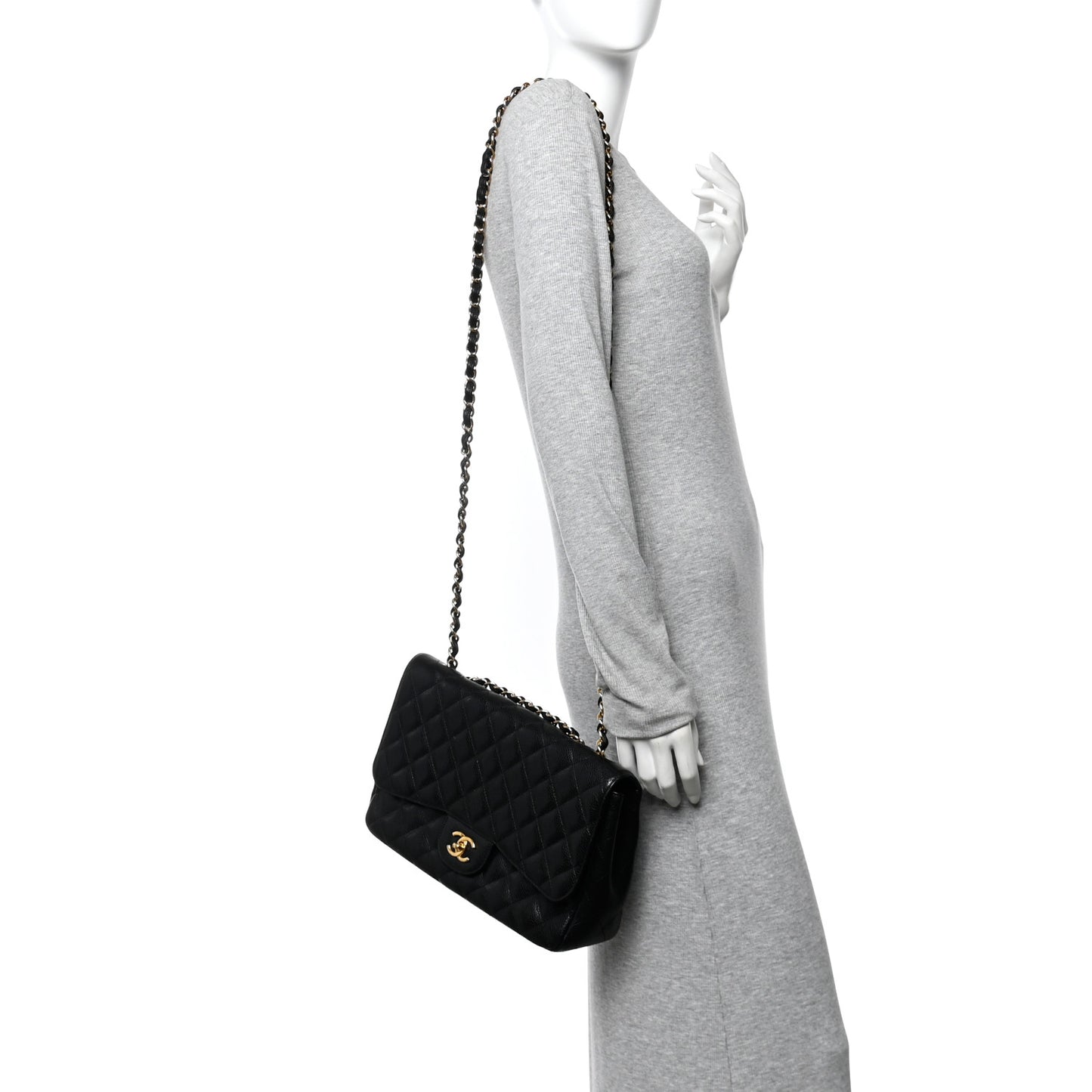 Caviar Quilted Jumbo Single Flap Black