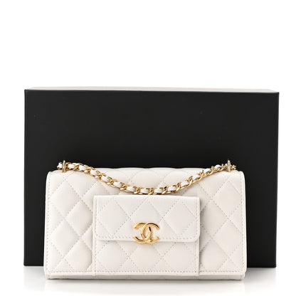 Chanel Caviar Quilted Pocket Twins Clutch With Chain White 12 of 12