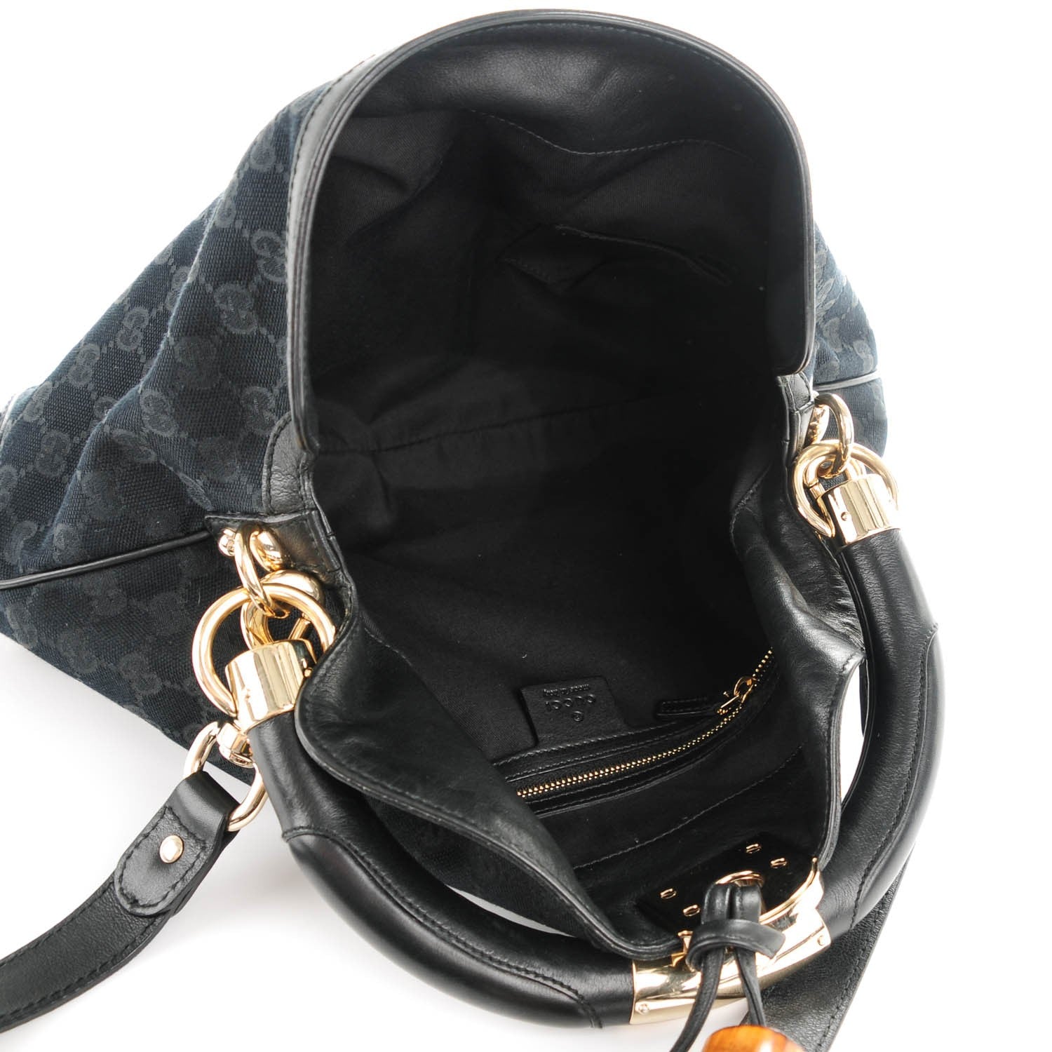 Gucci Monogram Medium Indy Top Handle Hobo Black 5 of 7