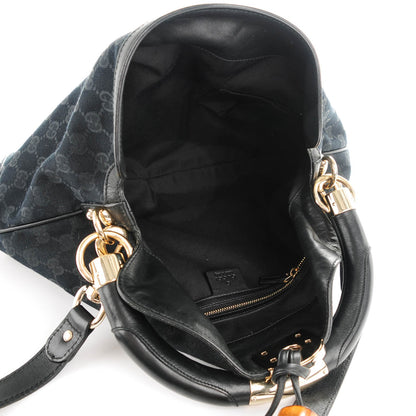 Gucci Monogram Medium Indy Top Handle Hobo Black 5 of 7